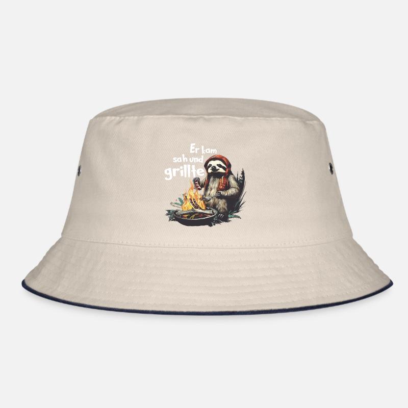 Er kam sah und grillte Sloth Griller Bucket Hat
