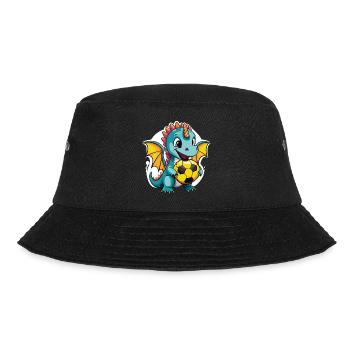 01 Baby Drache mit Fußball lustig Kinderbild - Bucket Hat - Schwarz - Vorne - Lela (165cm)