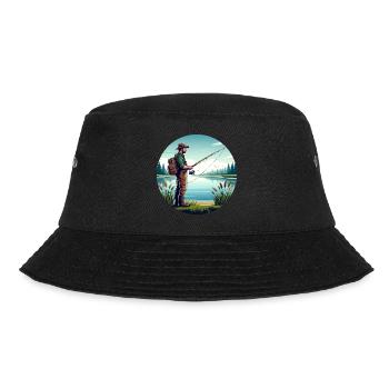 Angler Angeln Fischen - Bucket Hat - Schwarz - Vorne - Lela (165cm)