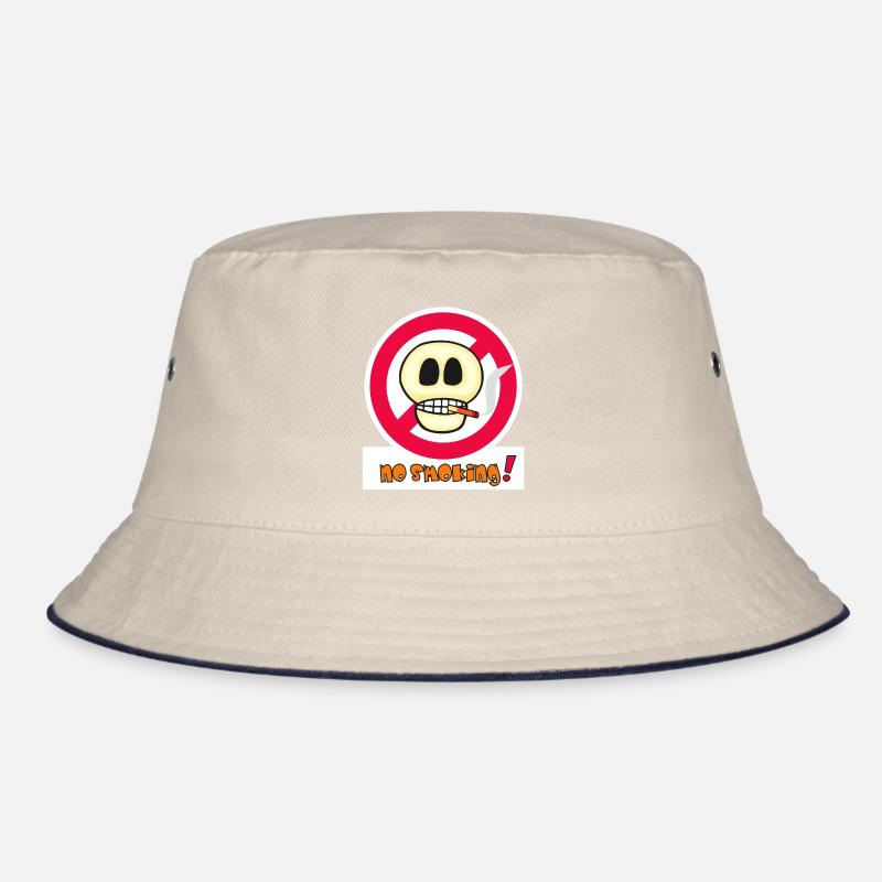 No Smoking Skull Face - Funny Emoticon Bucket Hat