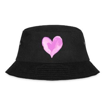 Herz Love Wasserfarben Valentinstag - Bucket Hat - Schwarz - Vorne - Lela (165cm)