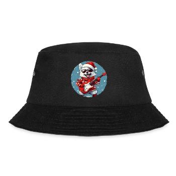 Akita Hund Weihnachten Rocker Gitarre - Bucket Hat - Schwarz - Vorne - Lela (165cm)