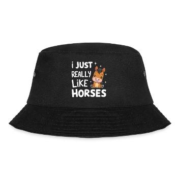 Pferd Pferde Reiten Pferdereiten Sprungreiten - Bucket Hat - Schwarz - Vorne - Lela (165cm)