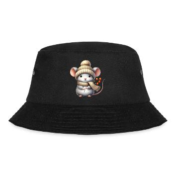 entzückende Maus mit einer warmen Strickmütze - Bucket Hat - Schwarz - Vorne - Lela (165cm)