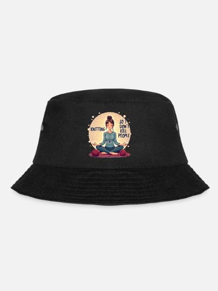 Stricken & Meditieren Stricken Ist Meine Therapie - Bucket Hat - Schwarz