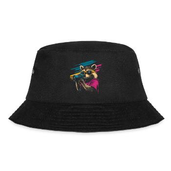 Raccoon with sunglasses and camera - Bucket Hat - black - Front - Lela (165cm)
