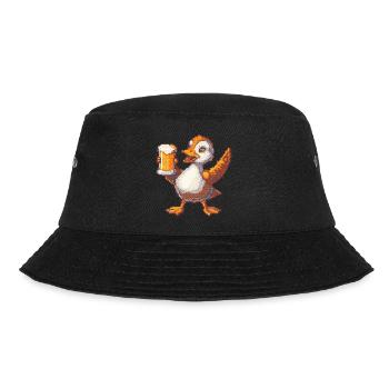 Gans Pixel Bier - Bucket Hat - Schwarz - Vorne - Lela (165cm)