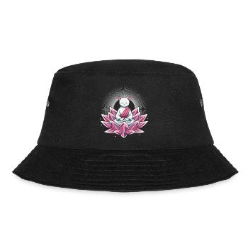 friedlich meditierende Katze in Lotusblüte - Bucket Hat - Schwarz - Vorne - Lela (165cm)