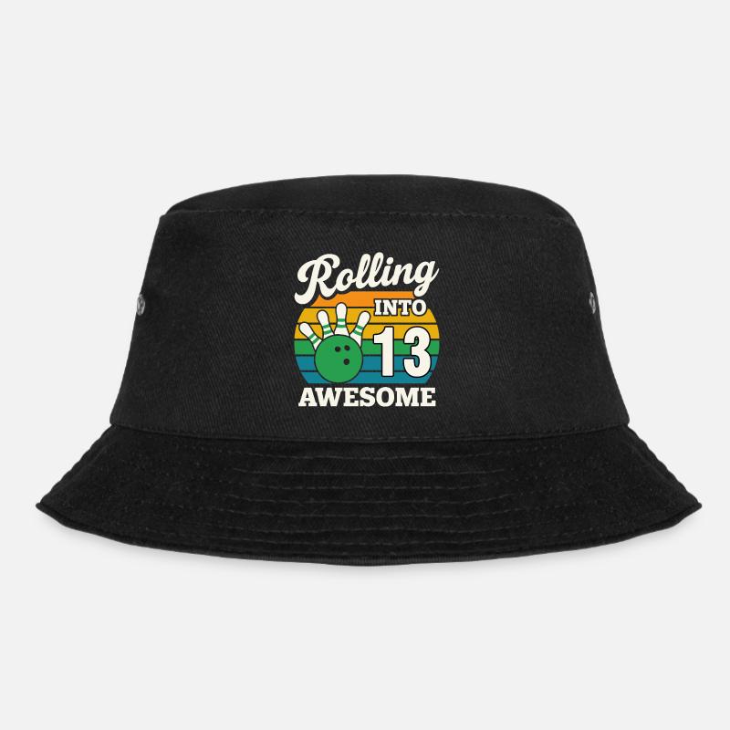 Retro Bowling 13th Birthday Tee - Bucket Hat - black