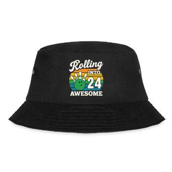 Retro Bowling 24th Birthday Design - Bucket Hat - black - Front - Lela (165cm)