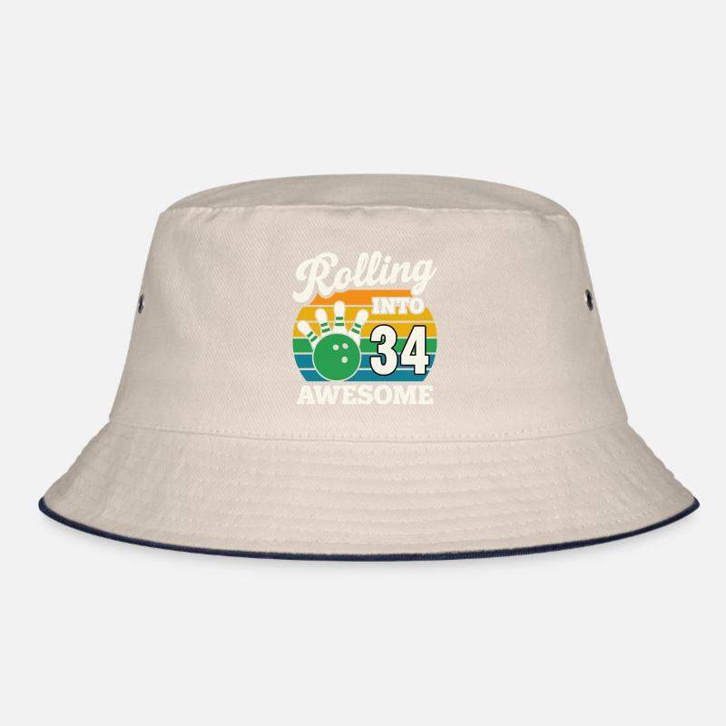 Bowling 34th Birthday Celebration Graphic Bucket Hat