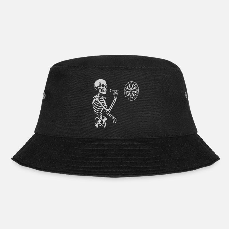 Skelett spielt Darts Spiel - Bucket Hat - Schwarz