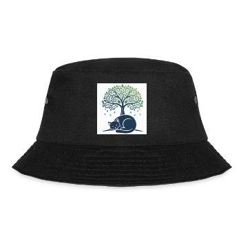 Sleeper cat under tree swirl - Bucket Hat - black - Front - Lela (165cm)