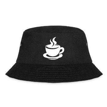 Kaffeetasse mit Dampf minimalistisches Design - Bucket Hat - Schwarz - Vorne - Lela (165cm)