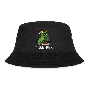 Tree-Rex – Dino Weihnachtsmotiv T-Rex - Bucket Hat - Schwarz - Vorne - Lela (165cm)