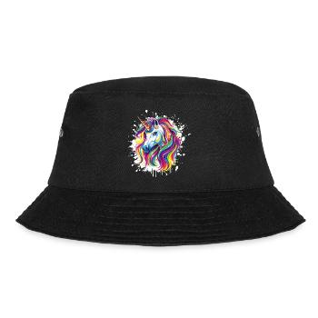  Einhorn Portrait Unicorn - Bucket Hat - Schwarz - Vorne - Lela (165cm)