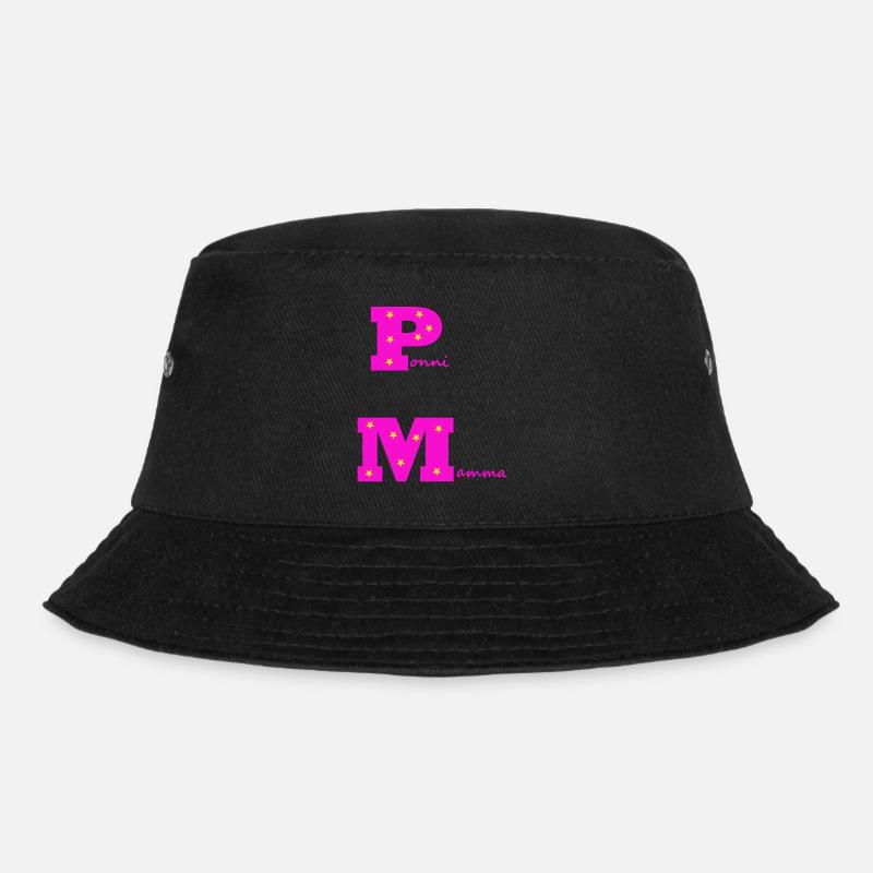 Pony-Mama rosa mit Sternen - Bucket Hat - Schwarz