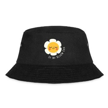 In My Bloom Era – Flat Cartoon Blumen Spruch - Bucket Hat - Schwarz - Vorne - Lela (165cm)