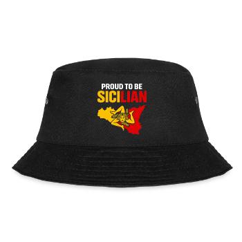 Stolz Sicilianer – Sizilien Farbblock - Bucket Hat - Schwarz - Vorne - Lela (165cm)