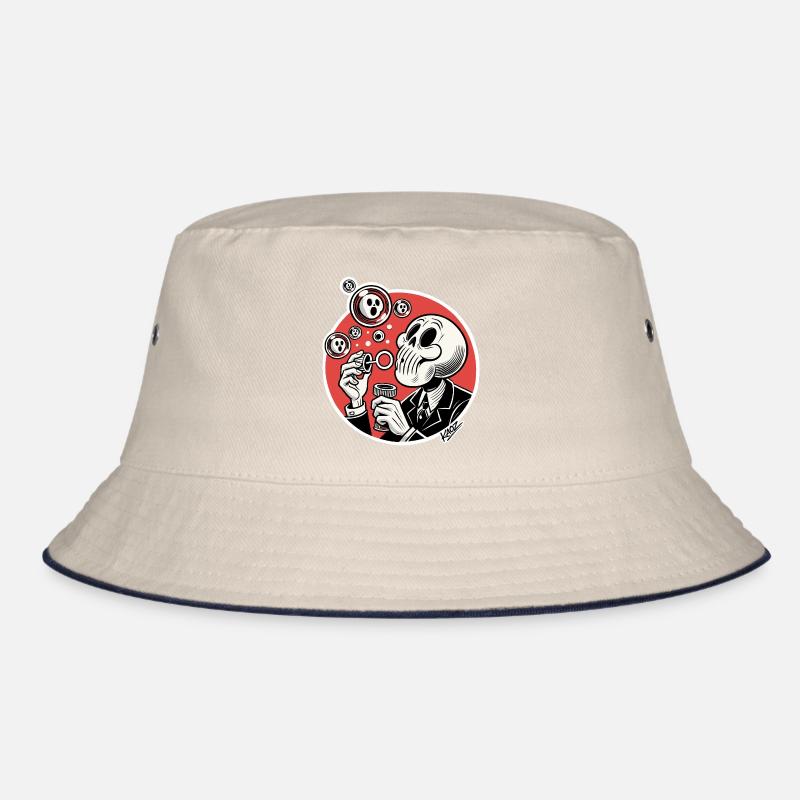 Skeleton Bubble Blower Illustration Bucket Hat