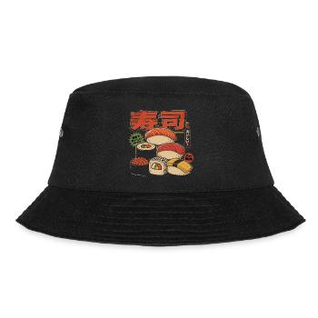 Sushi Retro Japan Style Illustration - Bucket Hat - black - Front - Lela (165cm)