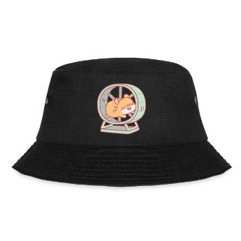 Cute Hamster Running on Wheel - Bucket Hat - black - Front - Lela (165cm)
