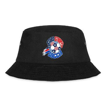 USA Soccer Fan 2026, Stars and Stripes Soccer Ball - Bucket Hat - Schwarz - Vorne - Lela (165cm)