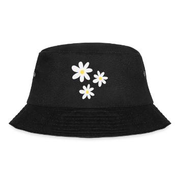 Weiße Blüten in zeitloser Eleganz - Bucket Hat - Schwarz - Vorne - Lela (165cm)