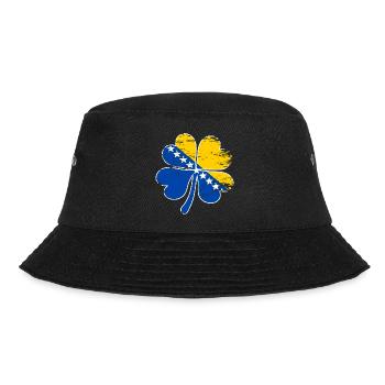 Bosnien Flagge Vierblättriges Kleeblatt used - Bucket Hat - Schwarz - Vorne