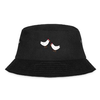 Huhn weiß weiße Hühner Hennen Ostern - Bucket Hat - Schwarz - Vorne - Lela (165cm)