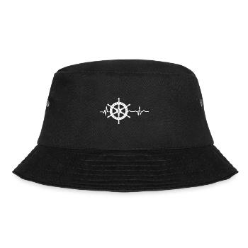 Herzschlag - Heartbeat - Kapitän - Steuerrad - Bucket Hat - Schwarz - Vorne - Lela (165cm)