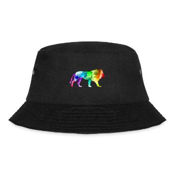 Bunter Regenbogen Löwe Polygon Tiere - Bucket Hat - Schwarz - Vorne - Lela (165cm)