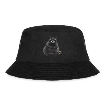 Sitting relaxed raccoon - Bucket Hat - black - Front - Lela (165cm)