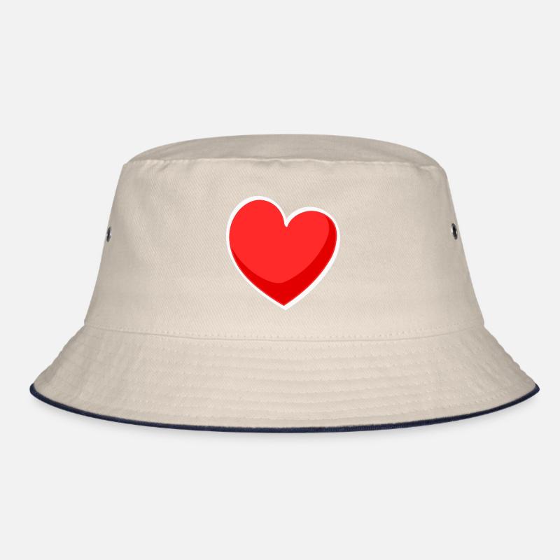 Red heart with reflection Bucket Hat