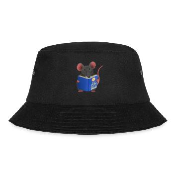 Leseratte / Maus - Ist der Mond aus Käse - Bucket Hat - Schwarz - Vorne - Lela (165cm)