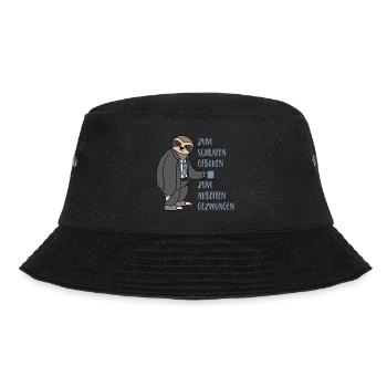 Faultier Zum Schlafen Geboren Arbeiten Gezwungen - Bucket Hat - Schwarz - Vorne - Lela (165cm)