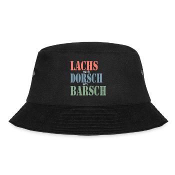 Lachs mich Dorsch am Barsch, lustiger Spruch, Koch - Bucket Hat - Schwarz - Vorne - Lela (165cm)