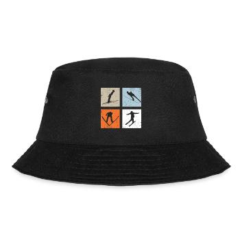Skispringen Vintage Wintersport - Bucket Hat - Schwarz - Vorne - Lela (165cm)