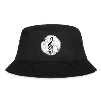 Notenschlüssel Vintage - Bucket Hat - Schwarz - Vorne - Lela (165cm)