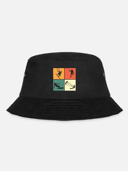 Retro kiteboarder kiteboard kitesurf kiteboarder - Bucket Hat - Schwarz