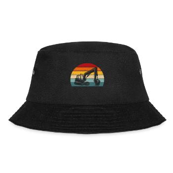 Retro Excavator Excavator Driver Construction Site Construction Worker - Bucket Hat - black - Front - Lela (165cm)
