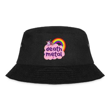 Death Metal Süß Einhorn Regenbogen Wolke Pink Bunt - Bucket Hat - Schwarz - Vorne - Lela (165cm)