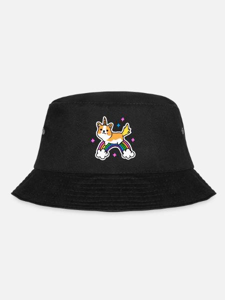 Corgi Einhorn Regenbogen Hund Geschenk Welsh Corgi - Bucket Hat - Schwarz