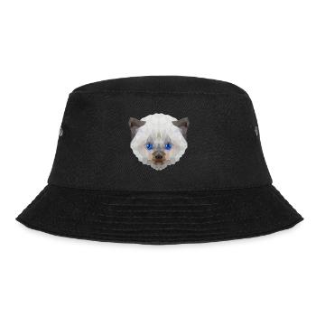 Weiße Katze miaut - süßes Motiv im Polygonstyle - Bucket Hat - Schwarz - Vorne - Lela (165cm)