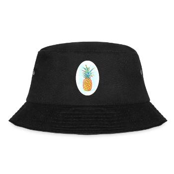 Ananas Zeichnung - Bucket Hat - Schwarz - Vorne - Lela (165cm)