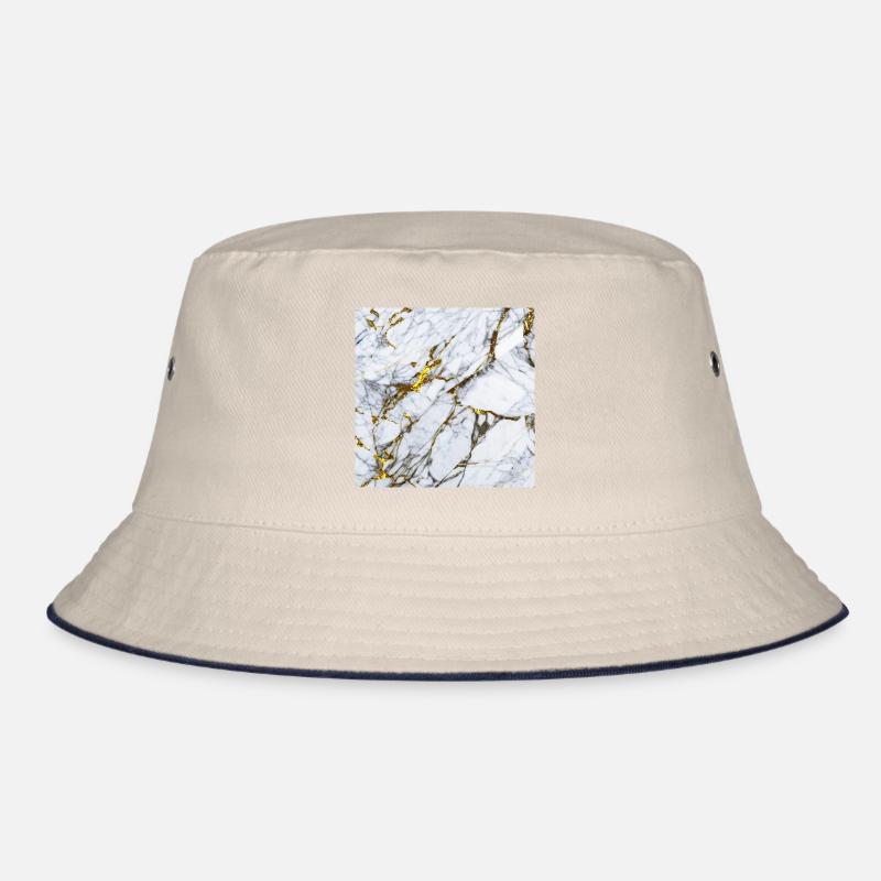 Marble White Gold Texture Bucket Hat