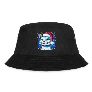 Niedliche Adventkatzenillustration, der ideale Advent - Bucket Hat - Schwarz - Vorne - Lela (165cm)
