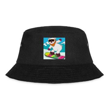 Cool Polar Bear Rides Snowboard V2 Gift - Bucket Hat - black - Front - Lela (165cm)