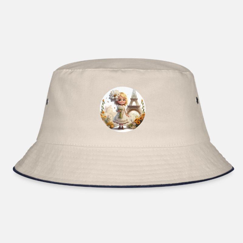 HÜBSCHES KLEINES MÄDCHEN AM EIFFELTURM - BLUMEN Bucket Hat