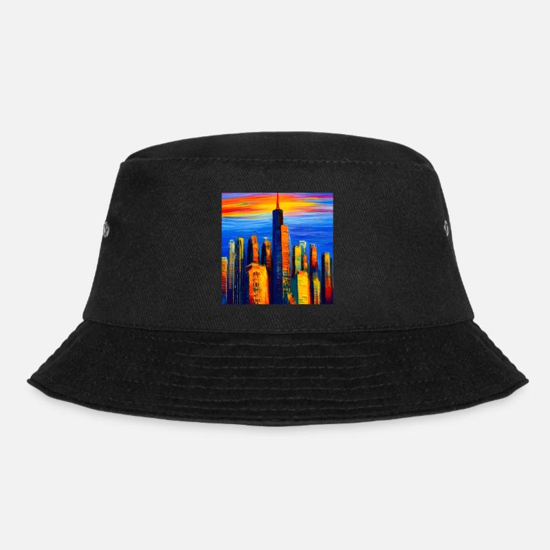 New York skyscrapers during sunset - Bucket Hat - black